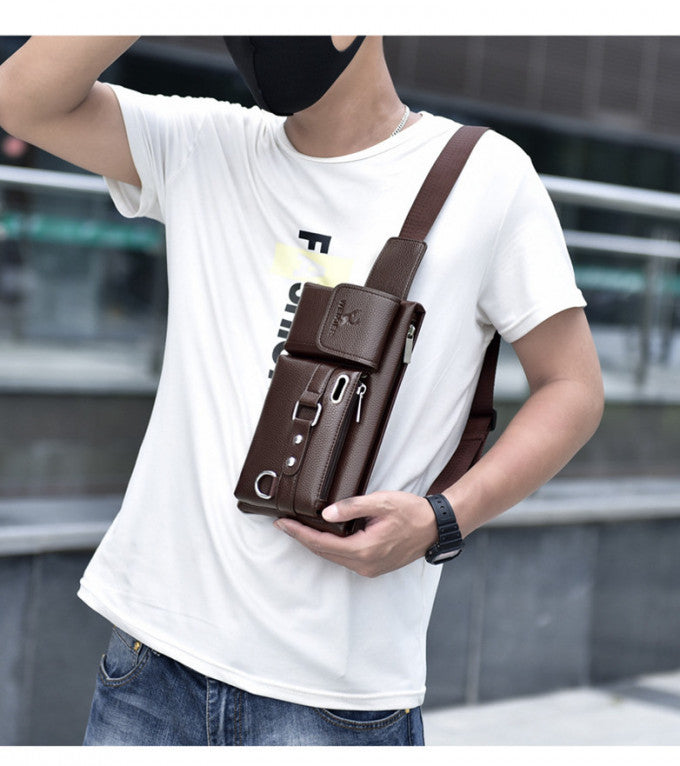 MEN'S LEATHER SHOULDER CHEST BAG