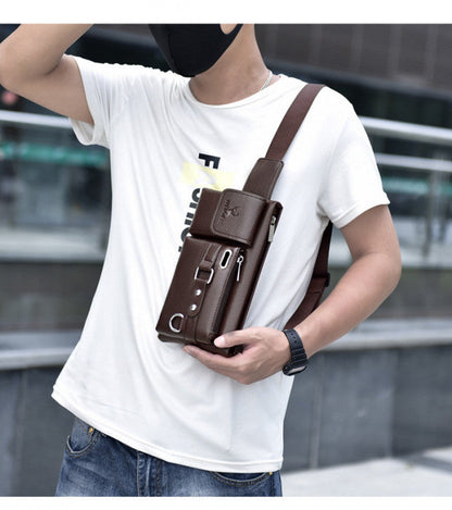 MEN'S LEATHER SHOULDER CHEST BAG