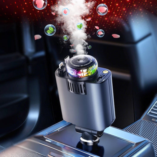 Multifunctional Car Charger with Starry Sky Lighting and Aroma Diffuser