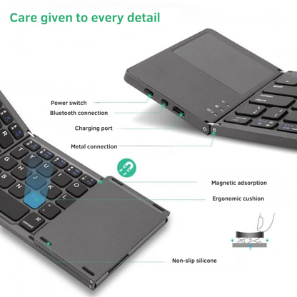 Foldable Bluetooth Keyboard with Touchpad
