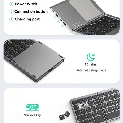 Foldable Bluetooth Keyboard with Touchpad