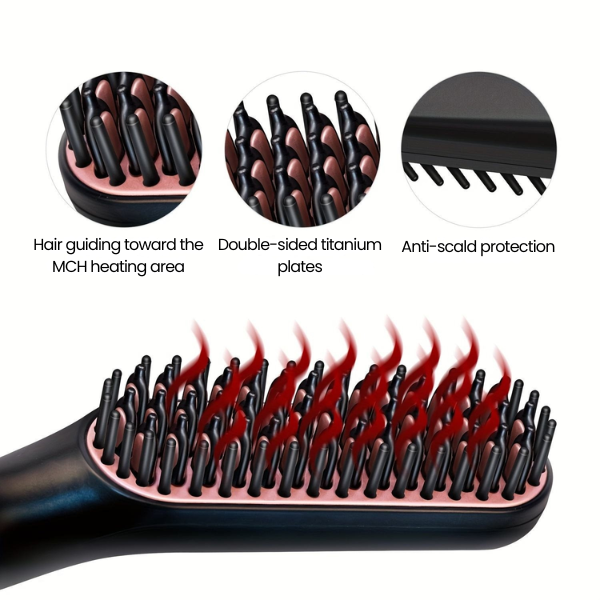 Heated Hair & Beard Straightening Brush