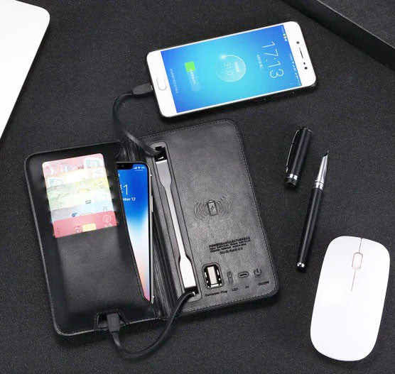 Leather Wallet with Power Bank