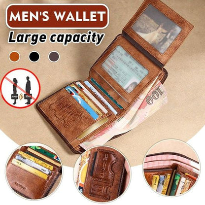 Anti-Theft Brushed Leather Wallet