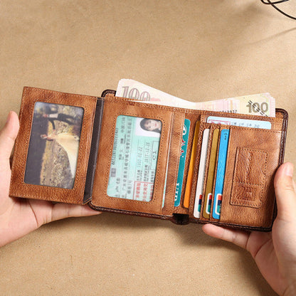 Anti-Theft Brushed Leather Wallet