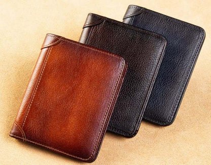 Anti-Theft Brushed Leather Wallet